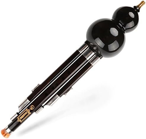 OrientalMusicSanctuary Hulusi profesional de madera de sándalo negro doble llave – Flauta de calabaza curcubit china (clave de C + bB)