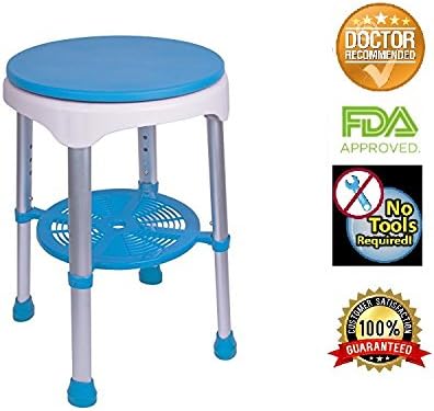 Healthline Taburete de baño redondo, taburete de ducha compacto y banco de 350 libras, taburete de bañera pequeño para ducha, asiento