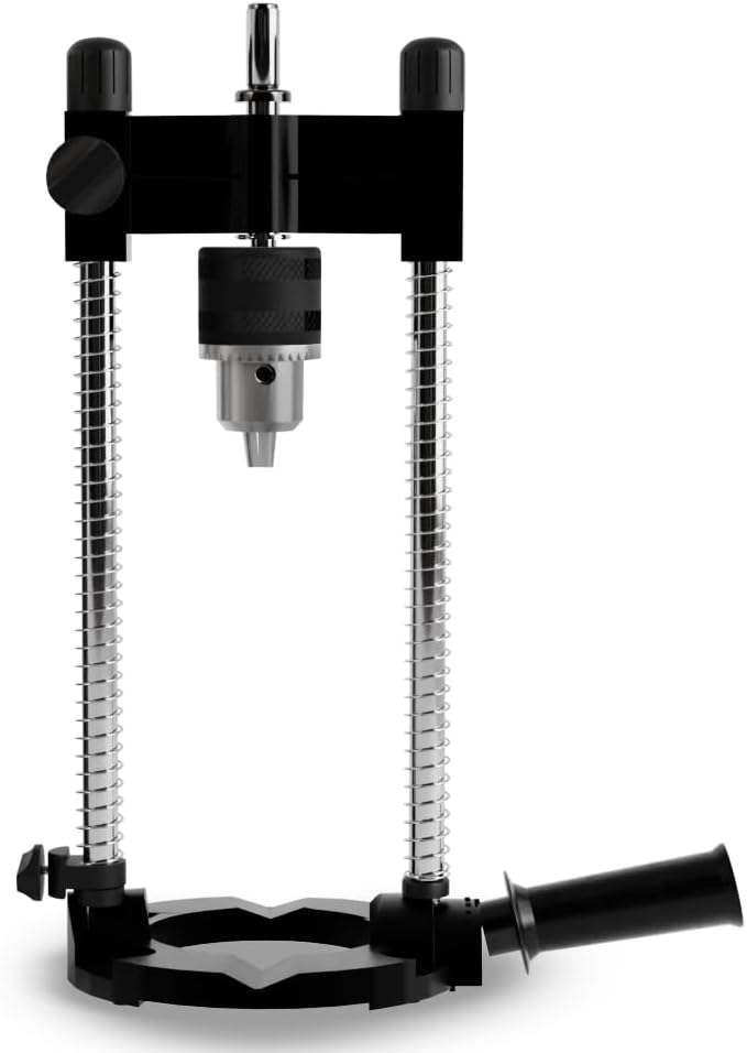 Pop’s Choice Guía de taladro portátilprensa para taladrar, soporte de accesorio de guía multiángulo para 14 pulgadas y 38 pulgadas, con mandril,