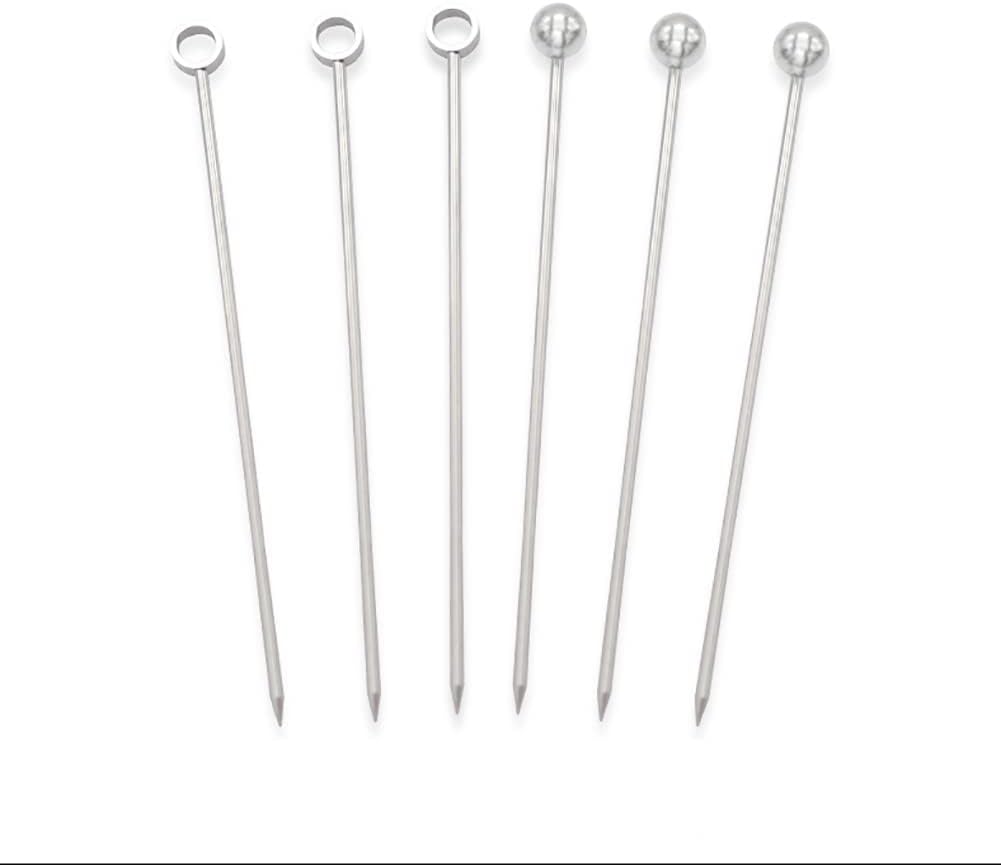 10 púas de cóctel de acero inoxidable, palillos de martini de metal, palillos de frutas, palillos de dientes de oliva, brochetas para fiestas,