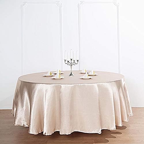 Mantel redondo de satén beige de 120″