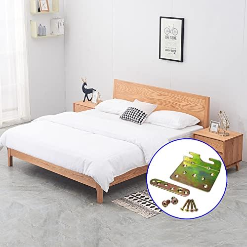 4 soportes de riel de cama universales para marco de cama de madera, cabeceros y estribos, tornillos incluidos