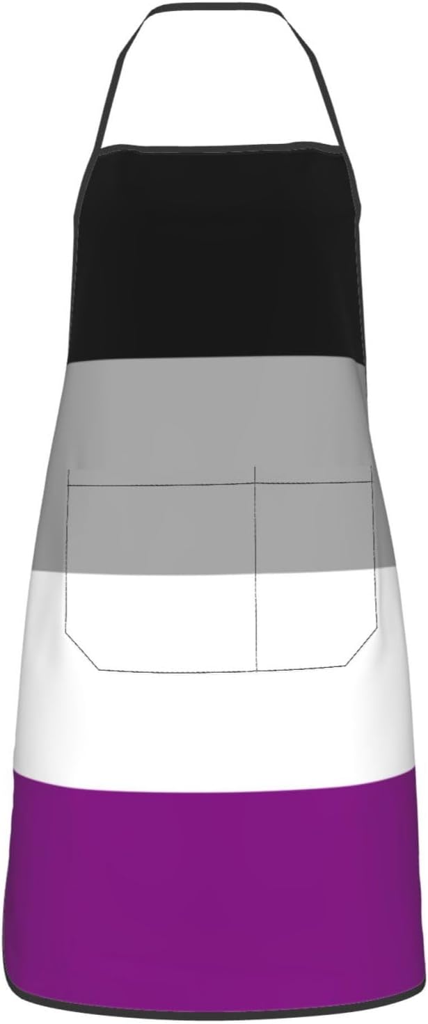 Delantal de bandera del orgullo asexual, impermeable, con bolsillos, delantal de cocina, delantal de chef para hombres y mujeres, Blanco