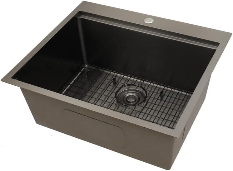 STARSTAR Repisa para estación de trabajo, fregadero de cocina de acero inoxidable 304 satinado mate mate para montaje superior, con rejilla,