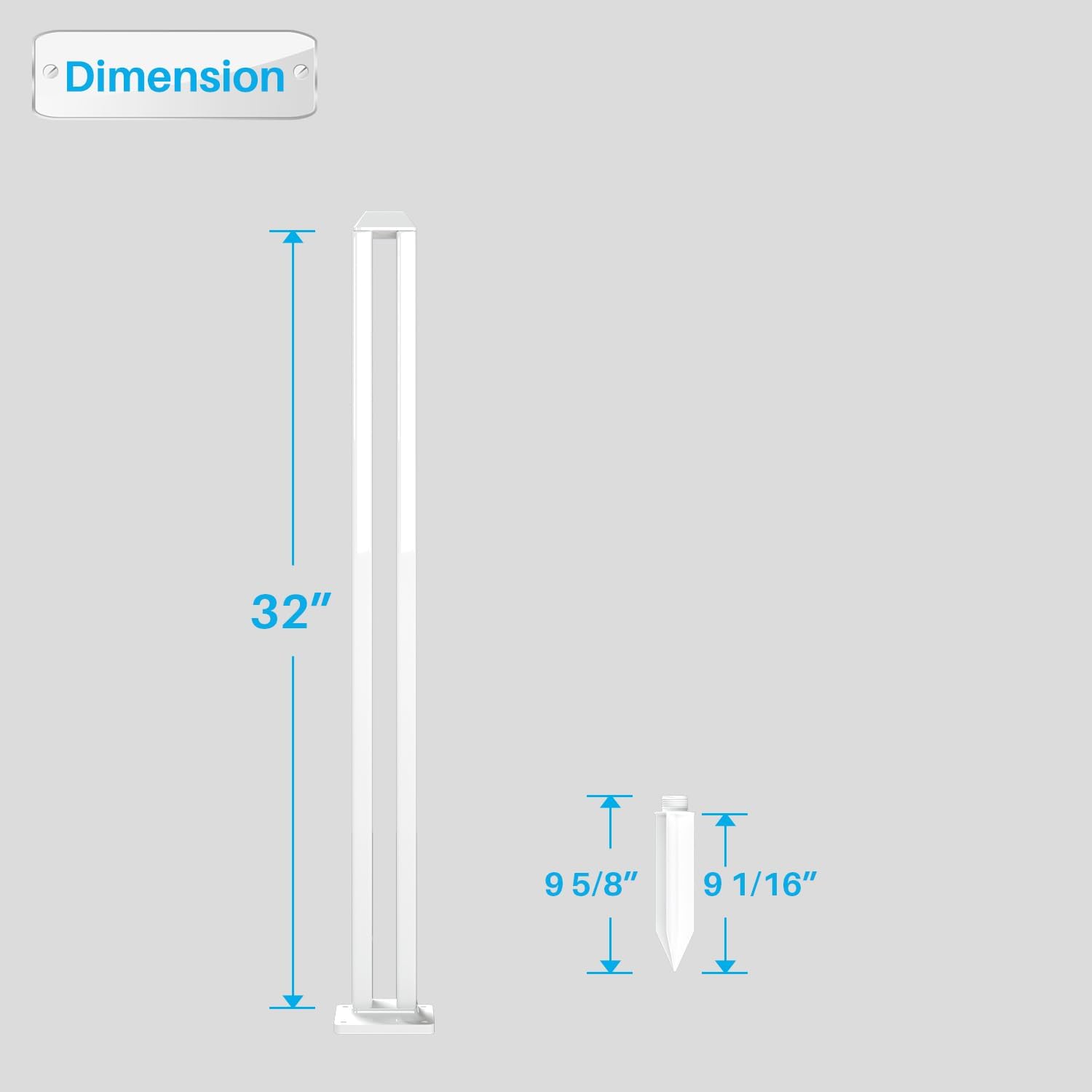 Patio Kit de postes de valla de vinilo de 32 pulgadas de alto para valla decorativa de PVC curvada, instalado en suelos fangosos y cemento,