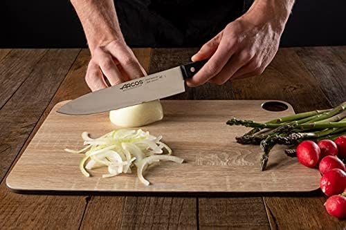 Arcos Cuchillo de chef de acero inoxidable de 8 pulgadas. Cuchillo de cocina para cortar y pelar alimentos pequeños. Mango ergonómico de
