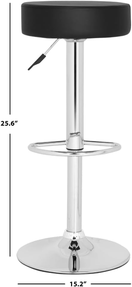Safavieh Home Collection Jude – Taburete de bar giratorio ajustable de 25.6 a 31.5 pulgadas, color negro