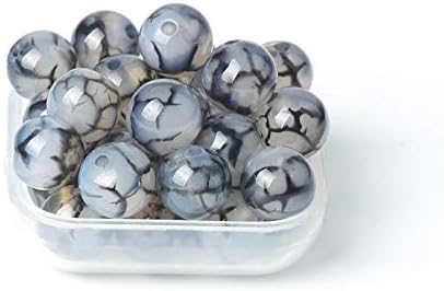 100 cuentas de piedra natural de 0.394 pulgadas (0.394 in), ágata de vena de dragón negro, redondas, sueltas, piedras preciosas curativas