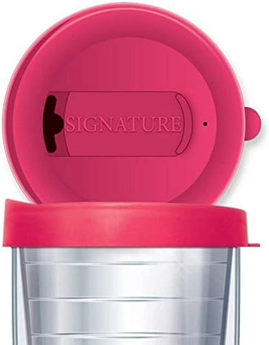 Signature Tumblers Mimi Hot Pink Insignia Wrap on Happy Circles – Taza de viaje de doble pared de 16 onzas con tapa de fácil sorbo rosa intenso
