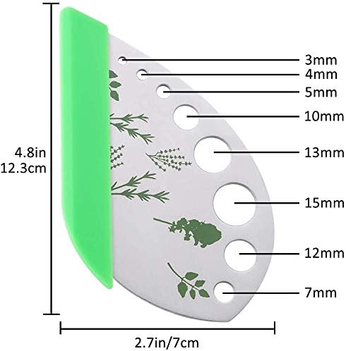 Green – Pelador de hierbas de acero inoxidable con 9 agujeros, para cocina, para hierbas, pelador de hierbas de metal para col rizada, col, tomillo,