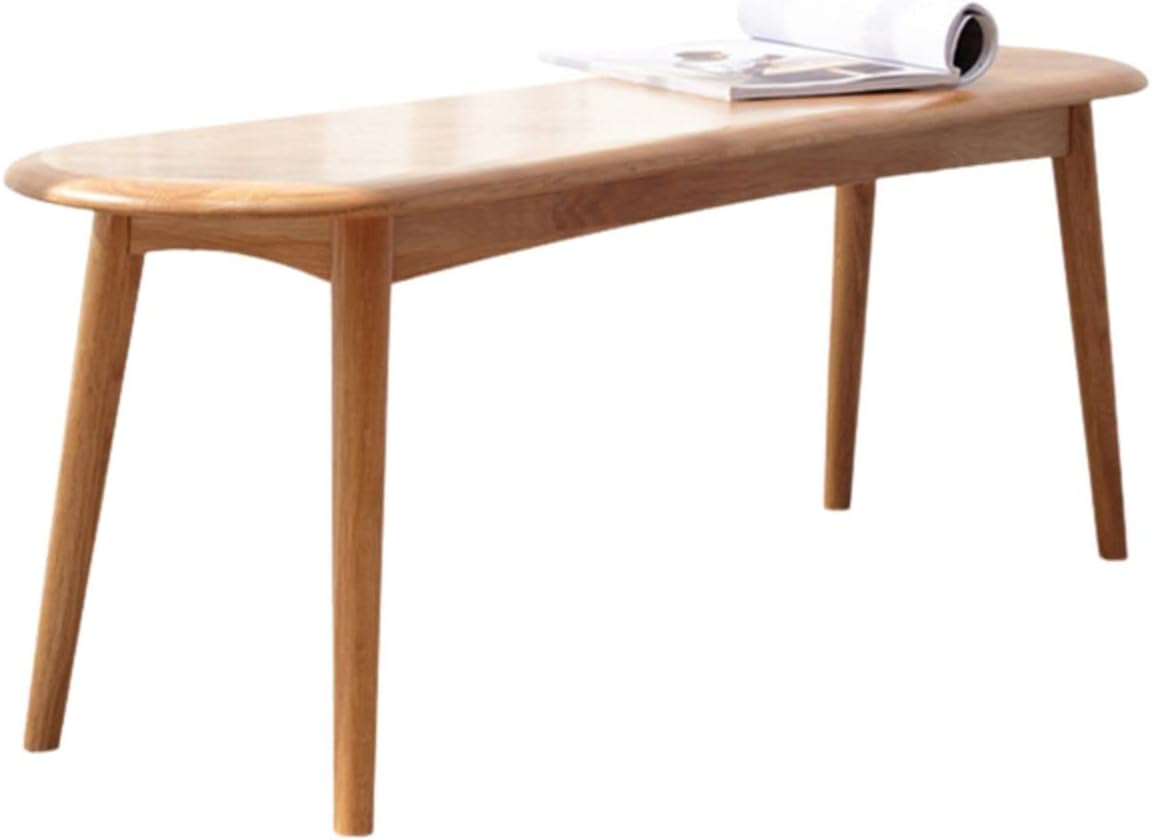 VADISUN – Banco de madera de roble 100 % macizo, diseño de superficie de silla con forma de baguette de esquina redondeada, banco de entrada, banco