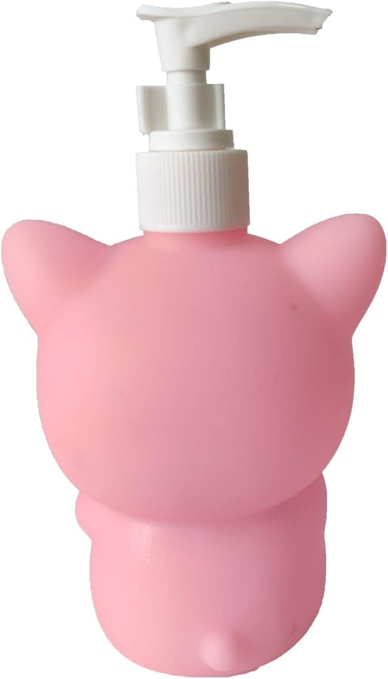 Dispensador de jabón de manos recargable de vinilo Pink Pig Dispensador de champú botella desinfectante de 11 oz para bebés niños adultos para