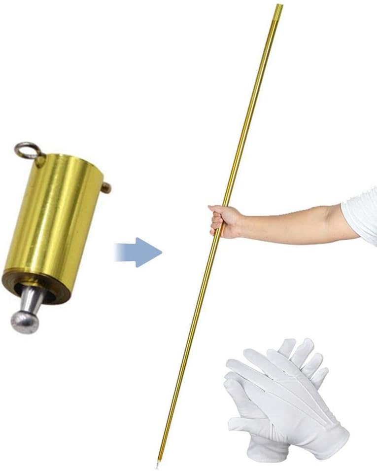 Bastón mágico de bolsillo con guantes para escenario profesional de mago, bastones de aspecto de metal, varitas mágicas portátiles, para personal de
