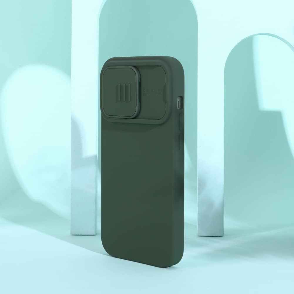 Nillkin Funda magnética para iPhone 14 Pro, compatible con Magesafe, funda de cámara deslizante, de silicona, ultra delgada, a prueba de golpes,