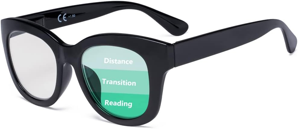 Eyekepper Lectores progresivos de gran tamaño para mujeres, lectores de computadora multienfoque con protección UV, lentes de lectura trifocales