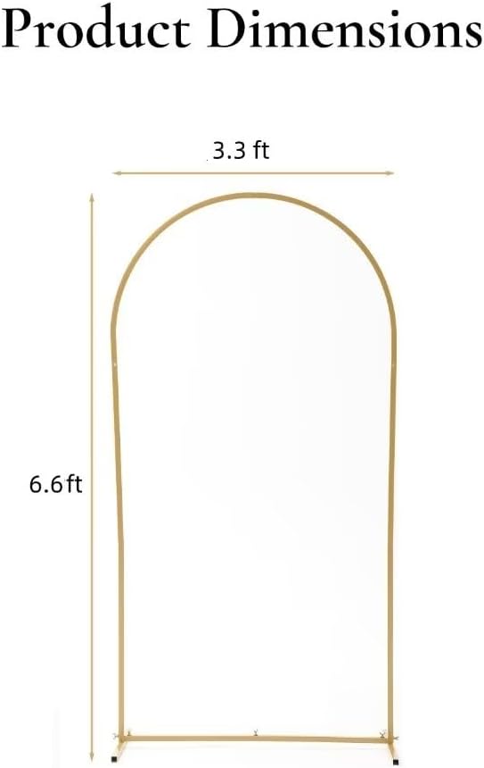 Soporte de arco de metal de 6.6 x 3.3 pies, soporte de telón de fondo de boda para uso en interiores y exteriores, soporte de arco de globos para