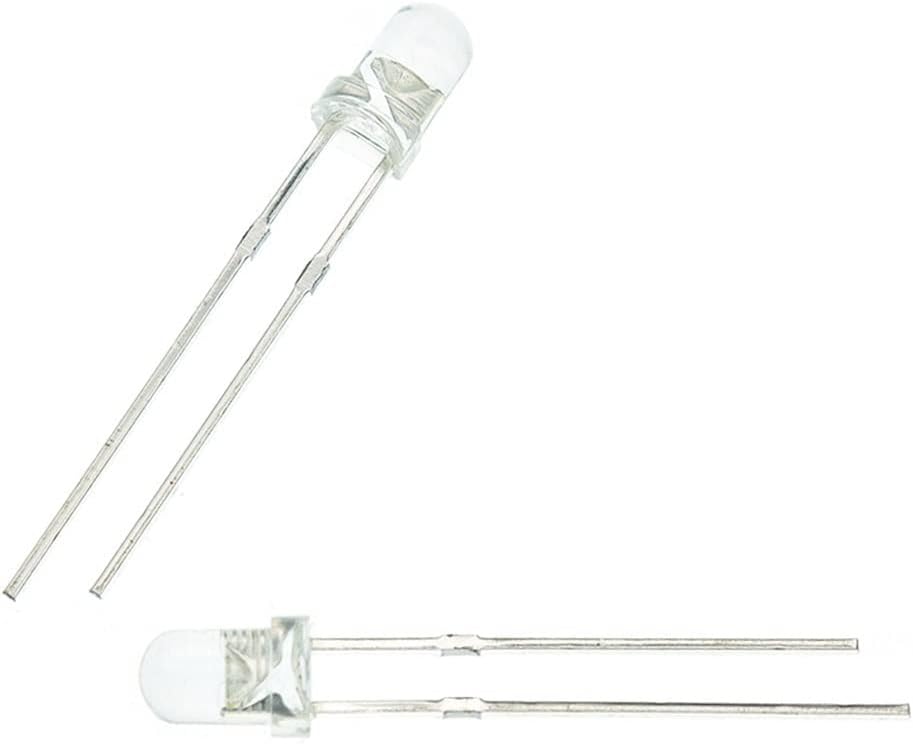 EDMER Kit de diodos emisores de luz LED de 0.118 in, 100 piezas, blanco cálido, rojo, azul, verde, UV, naranja, amarillo, rosa, juego de lámpara de