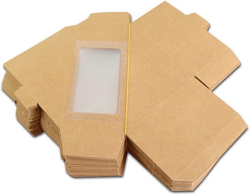 50 cajas de papel sándwich, cajas de sándwich de papel kraft con ventana, caja de cuña, recipiente individual para sushi para panadería, pastel de