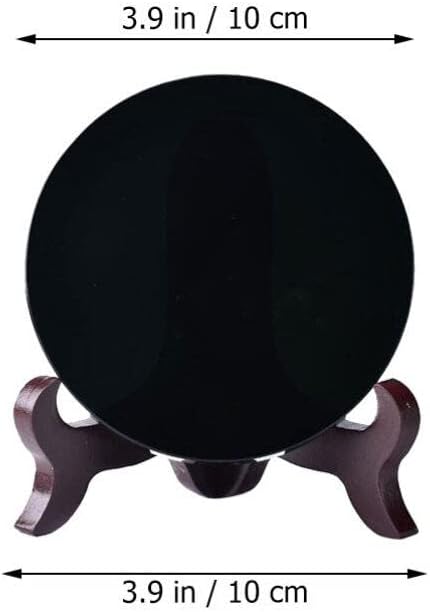 FOMIYES 1 Unidades Elegance Graceling Obsidiana Scrying Mirror Espejo de obsidiana con soporte, artículos para el hogar, decoración del hogar,