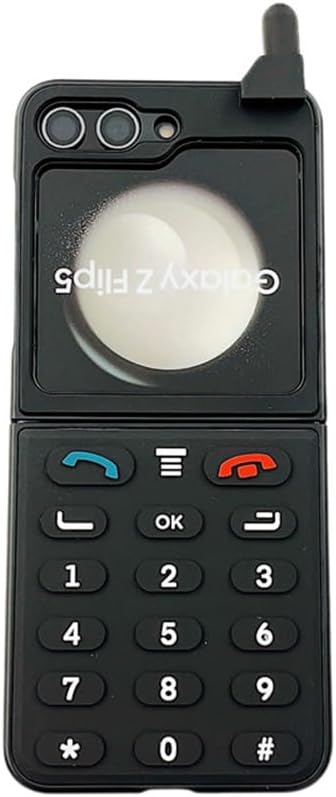 Funda para Galaxy Z Flip 5 para niñas con diseño 3D de policarbonato duro, diseño retro divertido para Samsung Z Flip 5, estilo de teléfono negro,