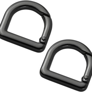 2 llaveros de resorte de metal semicírculo, clip de ganchos de resorte, hebilla de llavero de resorte, anillo plano en D para monederos (negro) 2 llaveros de resorte de metal semicírculo, clip de ganchos de resorte, hebilla de llavero de resorte, anillo plano en D para monederos (negro)