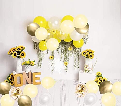 Desde 100 piezas de guirnaldas de globo amarillo kit blanco metálico dorado látex Globos para boda fiesta de verano niños decoraciones de cumpleaños