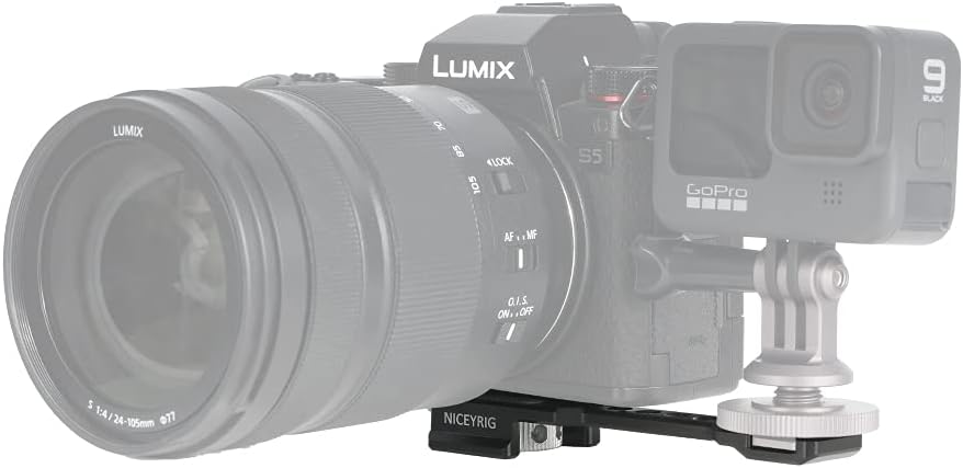 NICEYRIG Barra de extensión de zapata fría con placa de liberación rápida para cola de milano Arca-Suiza, soporte de luz LED para micrófono Vlog