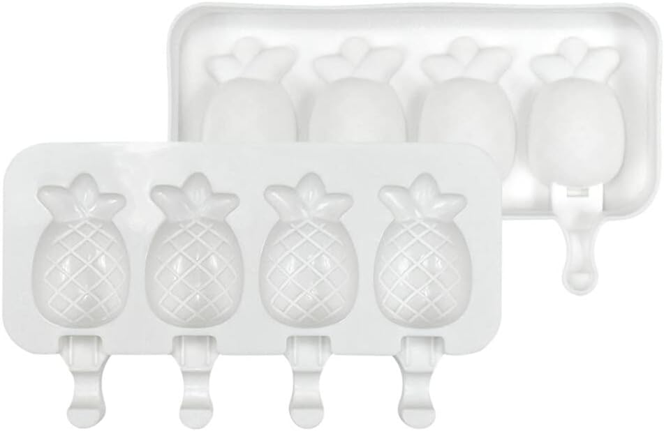 Moldes para paletas de 4 cavidades, moldes de silicona reutilizables para niños, moldes de paletas de hielo de piña, molde de silicona para hacer