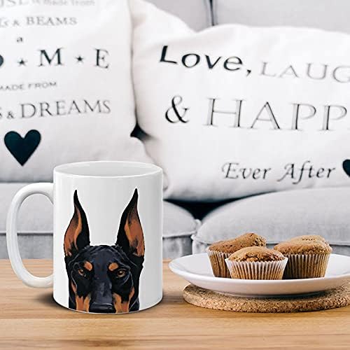MUGBREW Black Rust Doberman Pinscher – Taza de café de cerámica para perro, 11 onzas