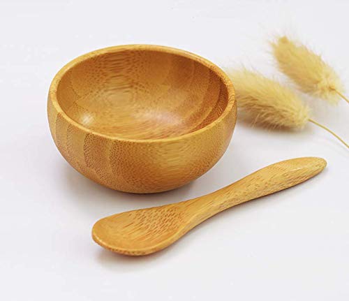 Cuenco de mezcla de bambú ecológico – Lindo pequeño tazón de mezcla para cuidado de la piel facial DIY casero mini juegos de herramientas cosméticas