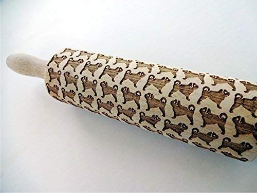 PUG EMBOSSING ROLLING PIN MOPS DOG PATTERN for EMBOSSED COOKIES DOG MINI MASTIFF CARLIN GIFT for FRIEND DOG LOVER