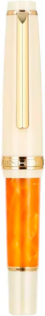 Jinhao 82 Mini pluma estilográfica extra fina, bolígrafo acrílico naranja con borde dorado con juego de convertidor