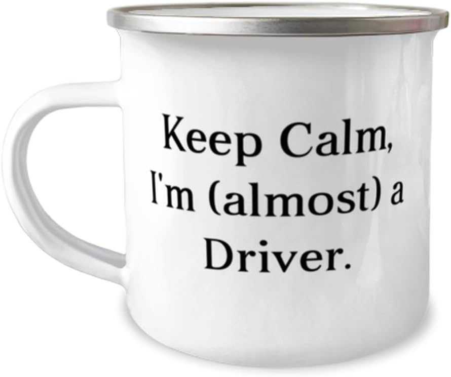 Regalos para nuevos conductores, Keep Calm, I’m (casi) a, linda taza de cumpleaños de 12 onzas, idea de regalo para hombres y mujeres, regalos de