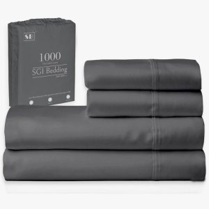 SGI bedding Juego de sábanas de algodón egipcio de 1000 hilos, sábanas de 1000 hilos para cama tamaño King, sábanas suaves y duraderas, sábanas de SGI bedding Juego de sábanas de algodón egipcio de 1000 hilos, sábanas de 1000 hilos para cama tamaño King, sábanas suaves y duraderas, sábanas de
