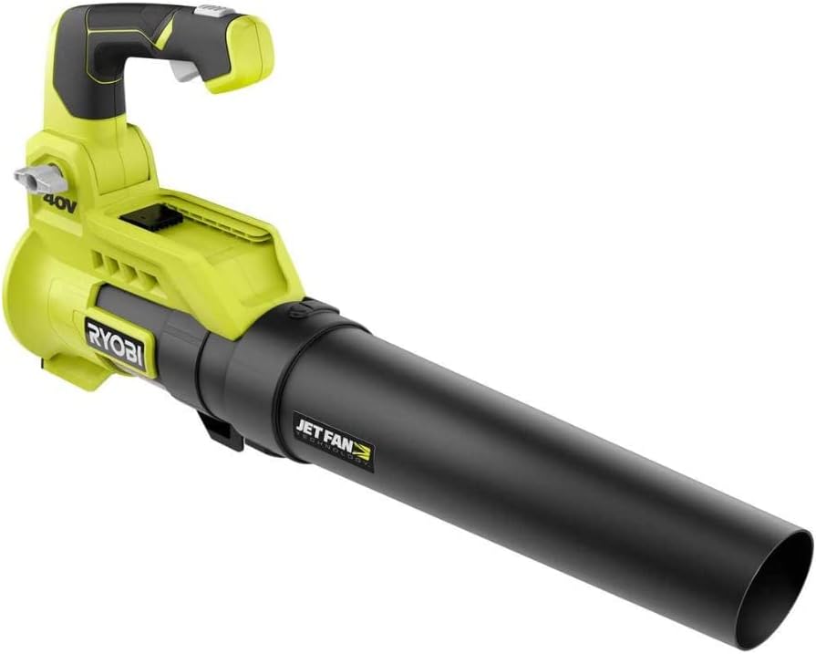Paquete de cuidado del césped RYOBI 110 MPH 525 CFM 40 voltios de iones de litio inalámbrico de velocidad variable ventilador de chorro desnudo