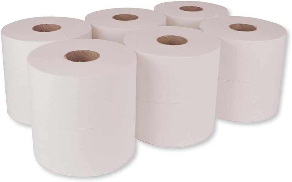 Advanced Jumbo – Papel higiénico para baño, seguro séptico, 1 capa, blanco, 3.48 pulgadas x 1200 pies, 12 rollos por caja