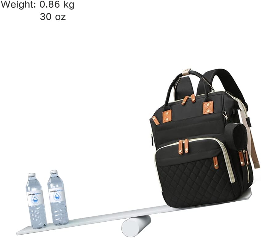 UISKOOPW Mochila para pañales, pañal para bebé, impermeable, bolsa de cambiador, mochila de viaje multifunción con correas para cochecito, Negro -,