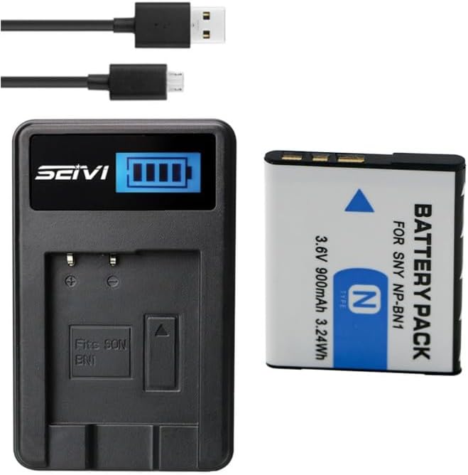 BnvxR Batería + cargador para cámara digital Sony Cyber-Shot DSC-WX100, DSC-WX150, DSC-WX170