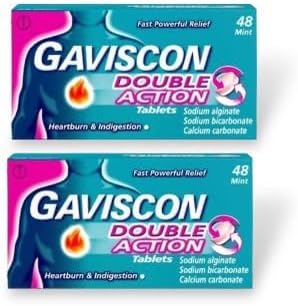 Gaviscon Tabletas masticables de menta de doble acción, 2 paquetes de 48 tabletas cada uno