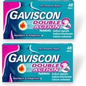 Gaviscon Tabletas masticables de menta de doble acción, 2 paquetes de 48 tabletas cada uno Gaviscon Tabletas masticables de menta de doble acción, 2 paquetes de 48 tabletas cada uno