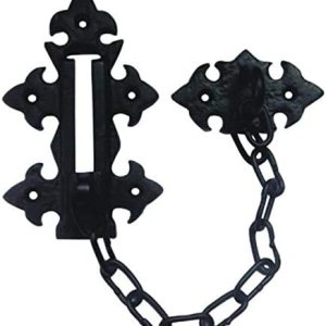 Adonai Hardware Cadena de seguridad de hierro fundido antiguo resistente sin llave (5.157 in x 1 unidad, recubrimiento en polvo negro) para puertas Adonai Hardware Cadena de seguridad de hierro fundido antiguo resistente sin llave (5.157 in x 1 unidad, recubrimiento en polvo negro) para puertas