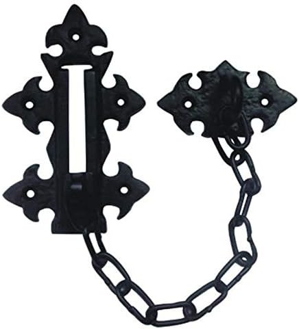 Adonai Hardware Cadena de seguridad de hierro fundido antiguo resistente sin llave (5.157 in x 1 unidad, recubrimiento en polvo negro) para puertas