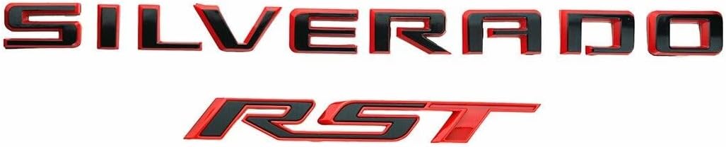 Juego de 4 piezas de placa de identificación para Silverado RST Z71 Tailaget 3D de repuesto para Silverado 1500 2500 3500 HD 2019-2023 (rojo negro)
