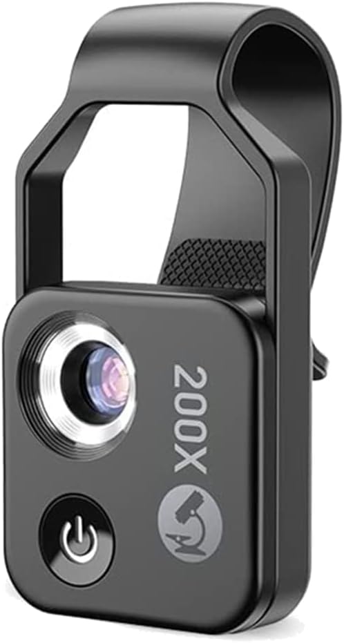 Accesorio del microscopio del teléfono celular 200X con la lente, mini microscopio digital portátil con la luz del LEDel clip universal