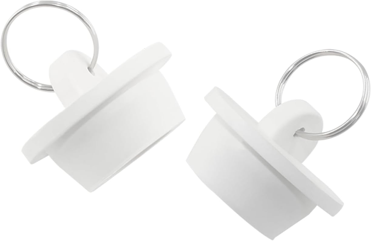 LifCratms 2 tapones de drenaje de goma blanca, tapón de drenaje de goma de 1-18 pulgadas, tapón de drenaje con anillo para colgar para cocina,