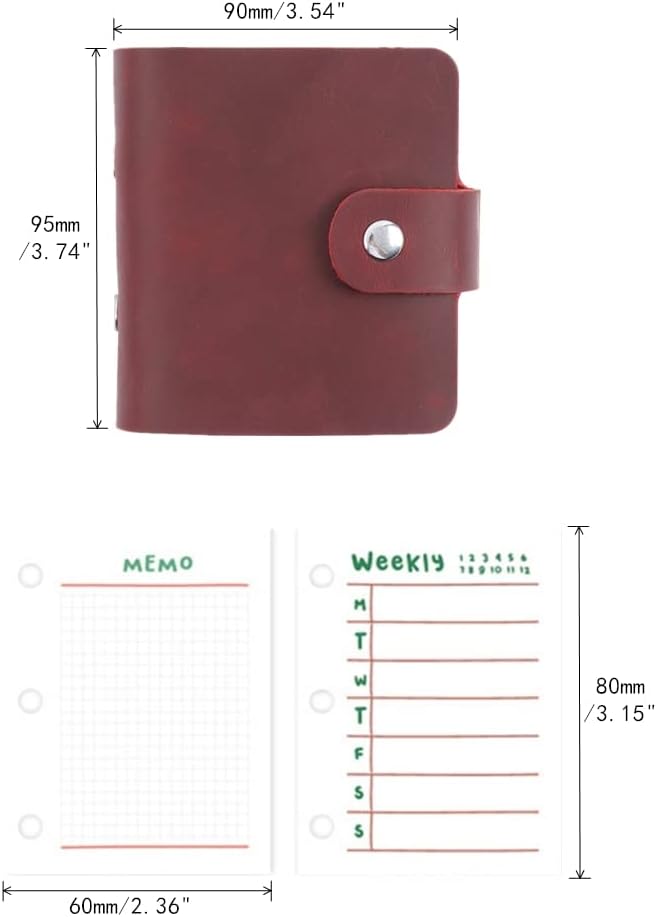 Diario A9 de cuero auténtico, agenda de tamaño de bolsillo de piel vacuna hecha a mano, mini planificador de cuero vintage, 120 páginas, hojas
