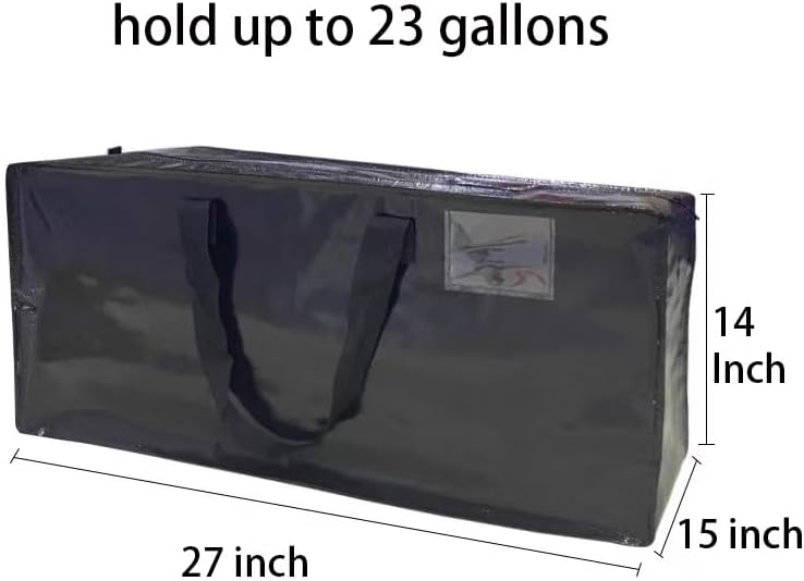 Paquete de 4 bolsas de almacenamiento extra grandes para decoraciones de Navidad, bolsas de mudanza con cremalleras y asas, bolsas negras