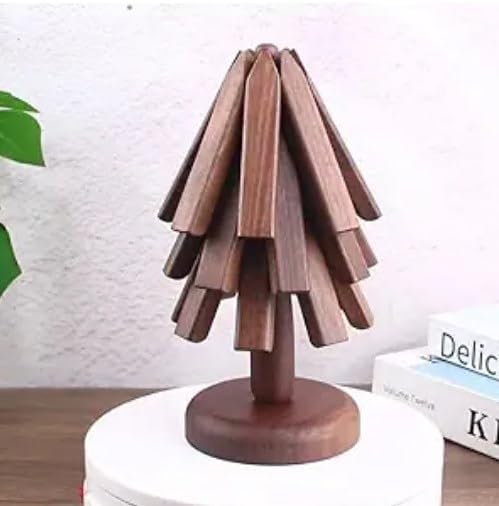 Salvamanteles de madera para platos calientes, juego de salvamanteles con forma de árbol, posavasos para tetera, ollas y sartenes calientes, 3