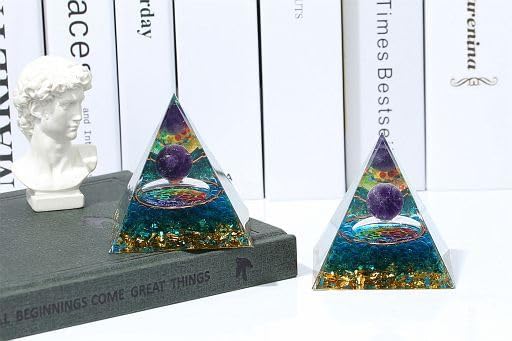 YATOJUZI Pirámide de orgón de 2.4 pulgadas, cristales curativos de aventurina verde, chakras, reiki, adornos de orgonita, piedras preciosas de la