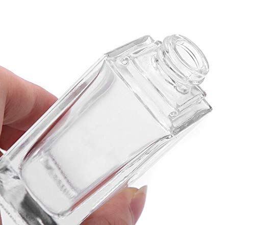 2 botellas cuadradas de vidrio de 1 onza, recipientes de loción transparentes con cabezal de bomba negro, viales de viaje vacíos para base de